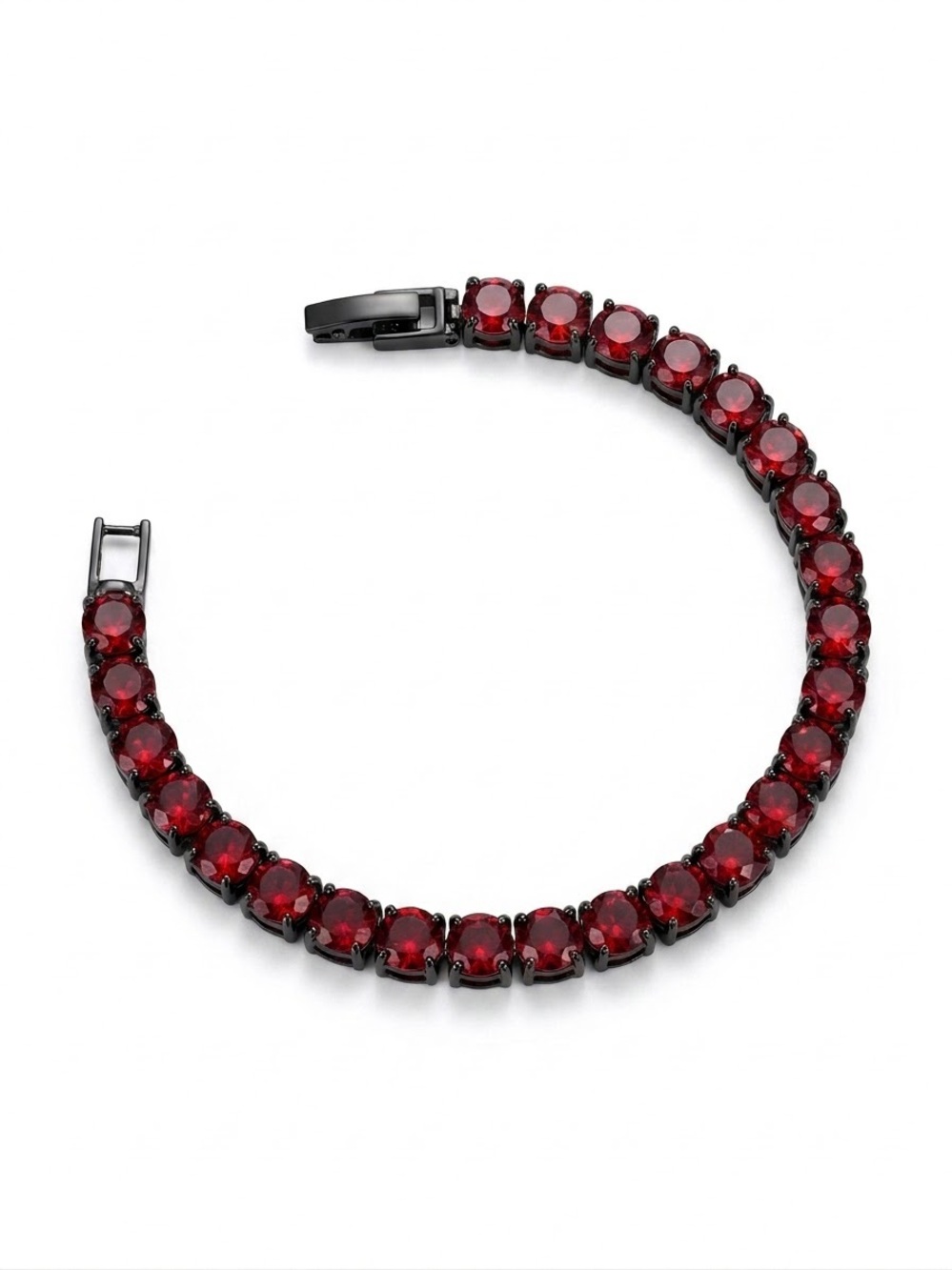 Black & Red Rhodium Plated Tennis Bracelet